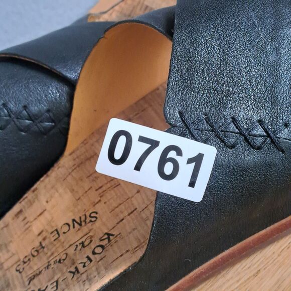 Kork-Ease Tutsi Women’s 9 Black Leather Slip-On Sandals Low Wedge Summer Comfort - Picture 10 of 10